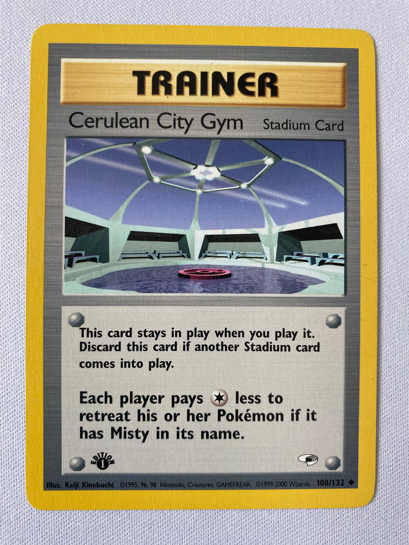 Cerulean City Gym  108/132  Uncommon 1st Edition Pokemon Card  Near Mint