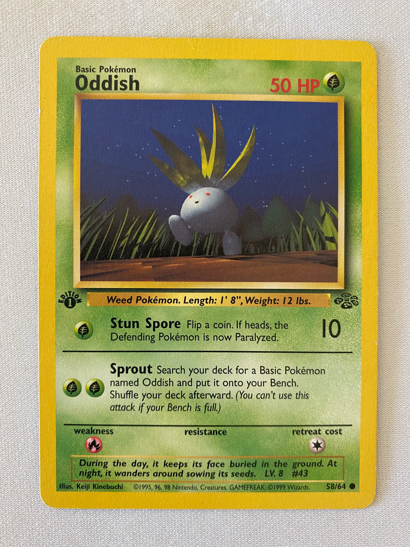 Oddish 58/64 1st Edition Jungle Common  Pokemon Card Near Mint
