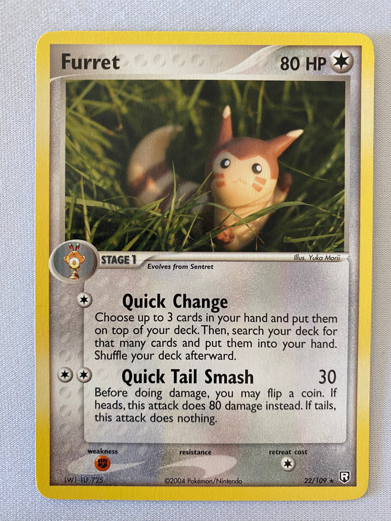 Furret 22/109 Rare Non Holo Pokemon Card Near Mint