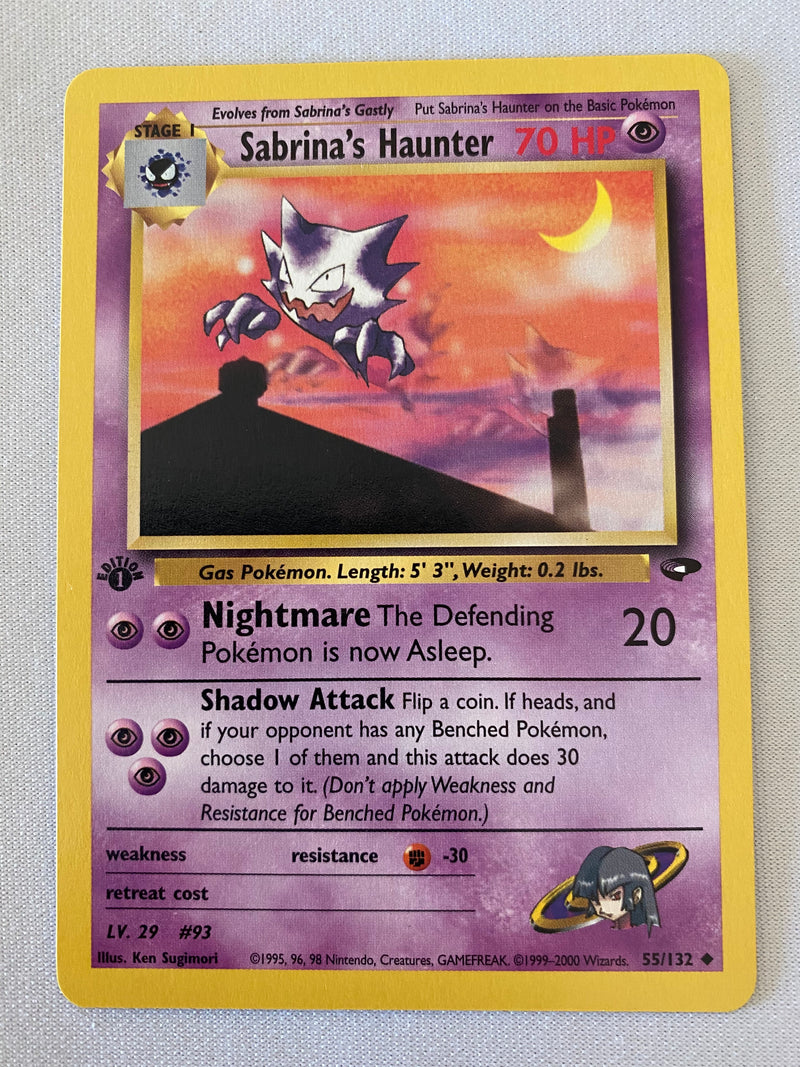 Sabrina’s Haunter 55/132 1st Edition Gym Challenge Pokemon Card Near Mint