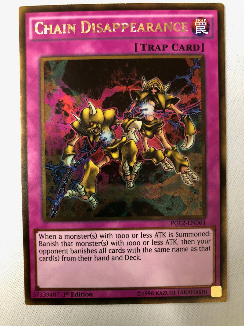 Yugioh Chain Disappearance PGL2-EN064 Gold Rare 1st Edition NM