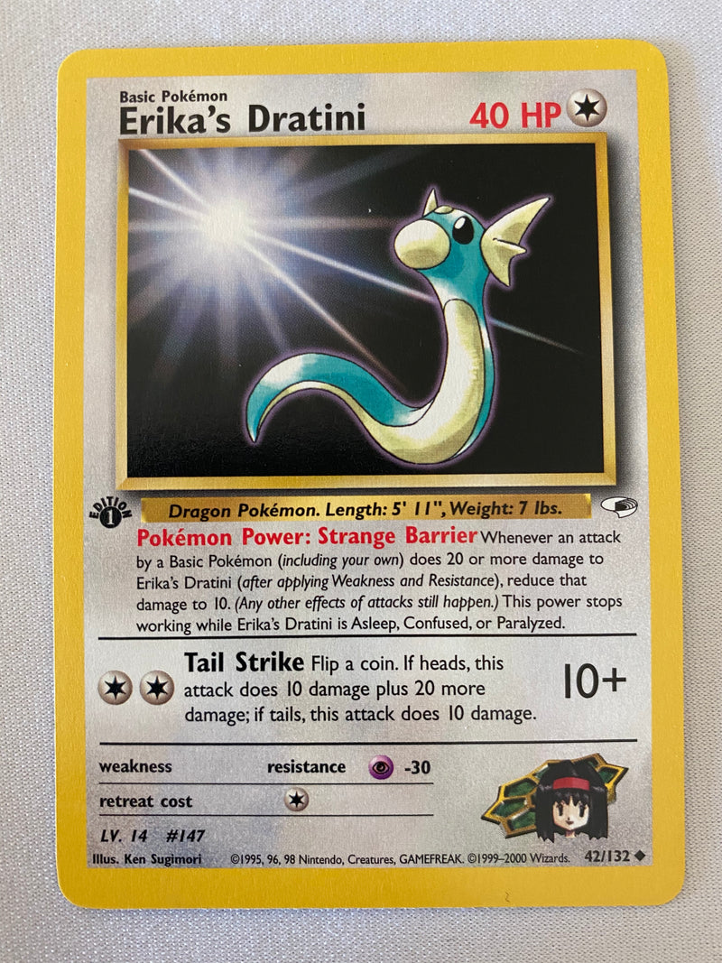 Erika's Dratini  42/132  Uncommon  1st Edition Gym Heroes Pokemon Card NM