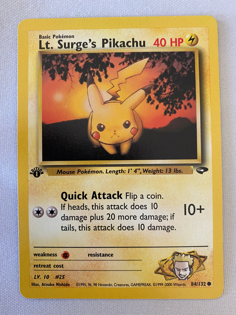 Lt. Surge's Pikachu 84/132  1st Edition Pokemon card  Near Mint