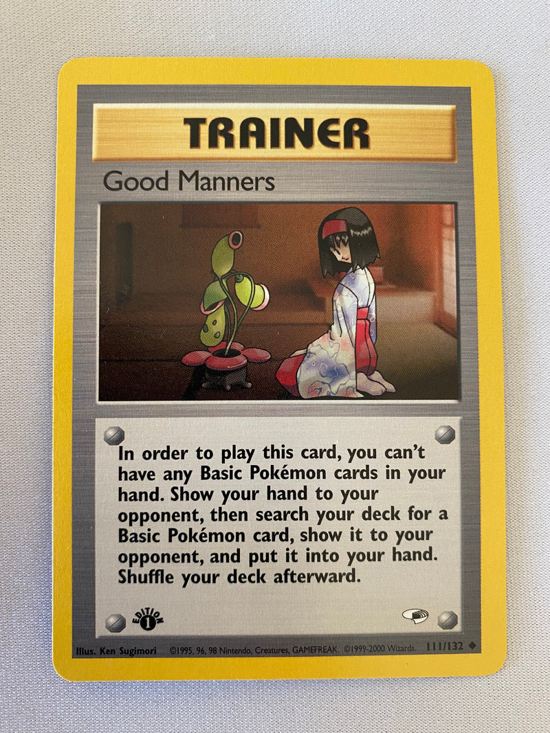 Good Manners 111/132 Trainer 1st Edition Pokemon card Near Mint