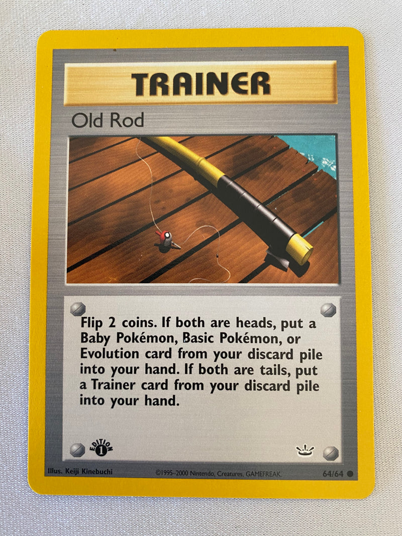 Trainer Old Rod 64/64 1st Edition Pokemon Card Near Mint