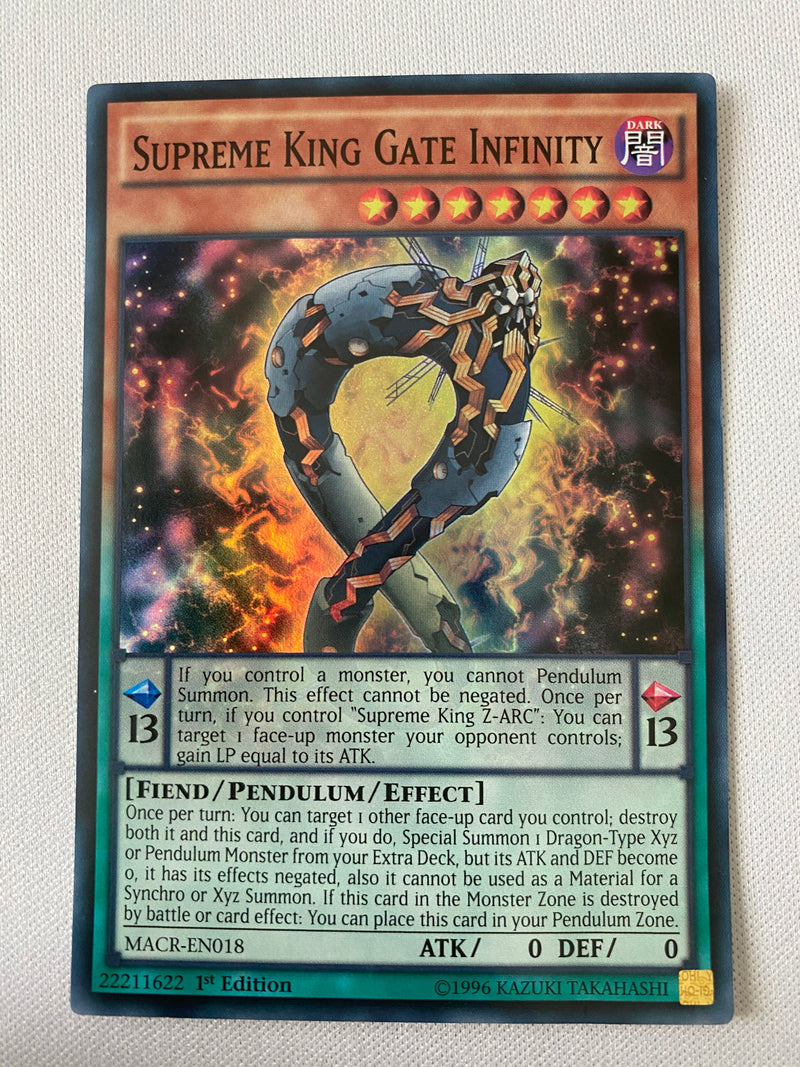 Yugioh Supreme King Gate Infinity  MACR-EN018 1st Edition Super Rare Near Mint