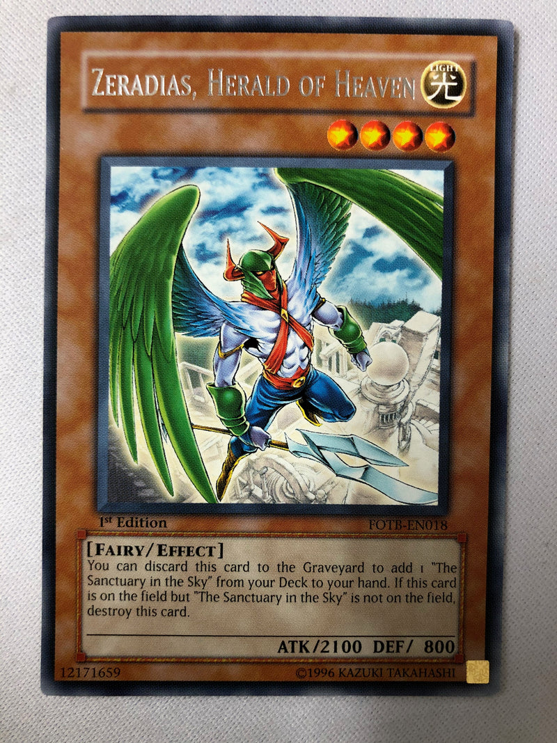 Yugioh Zeradias, Herald of Heaven FOTB-EN018 Rare 1st Edition NM