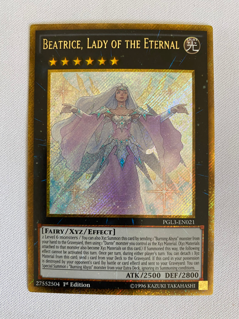 Yugioh  Beatrice, Lady of the Eternal  PGL3-EN021  Gold Secret Rare 1st Edition NM