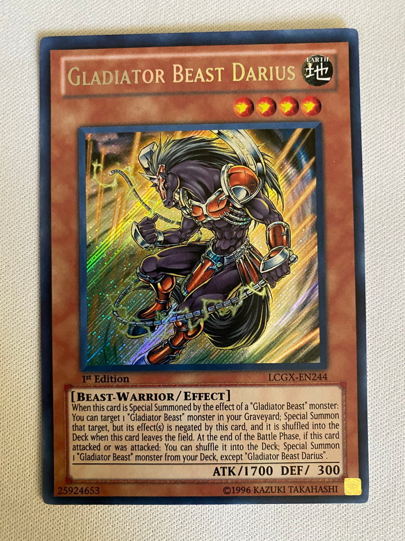 Yugioh Gladiator Beast Darius  LCGX-EN244 1st Edition  Secret Rare Near Mint