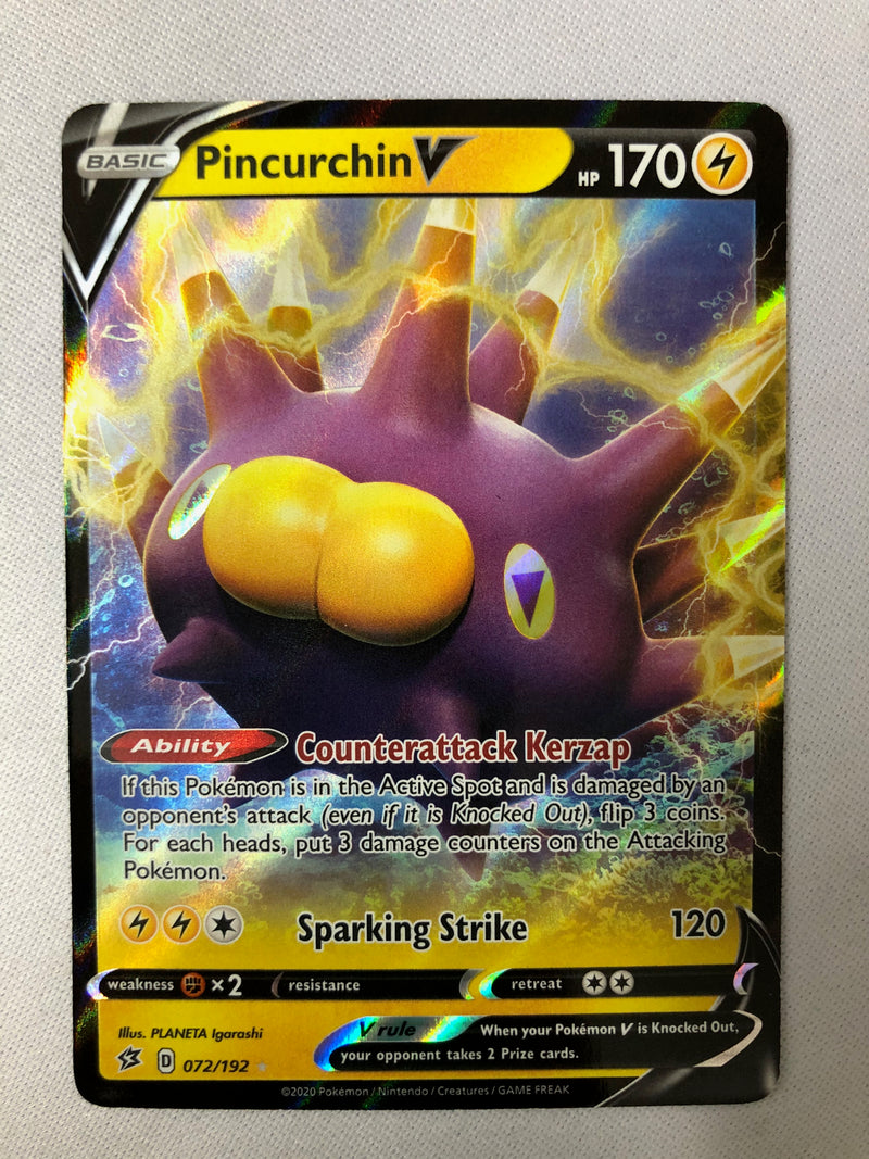 Pincurchin V 072/192 Rebel Clash Full Art Rare Pokemon Card NM