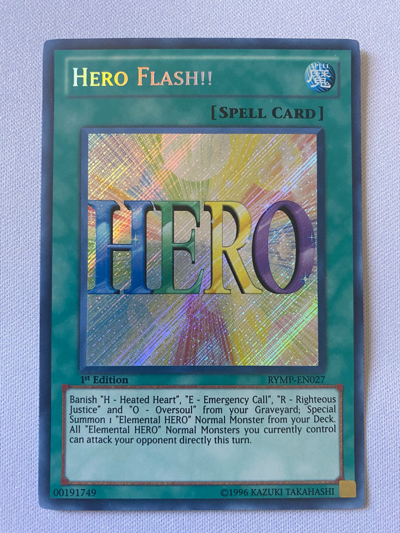 Yugioh Hero Flash!! RYMP-EN027 1st Edition Secret Rare Near Mint