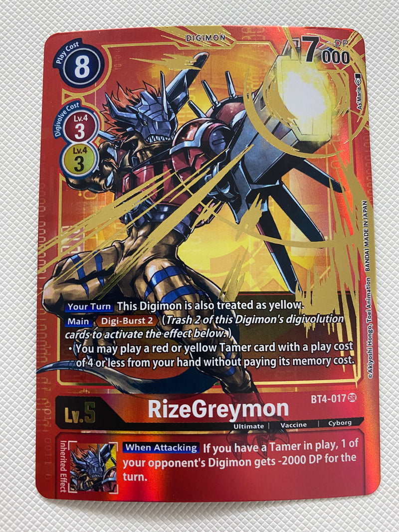 Digimon TCG RizeGreymon BT4-017 Alternate Art  SR Super Rare Great Naer Mint