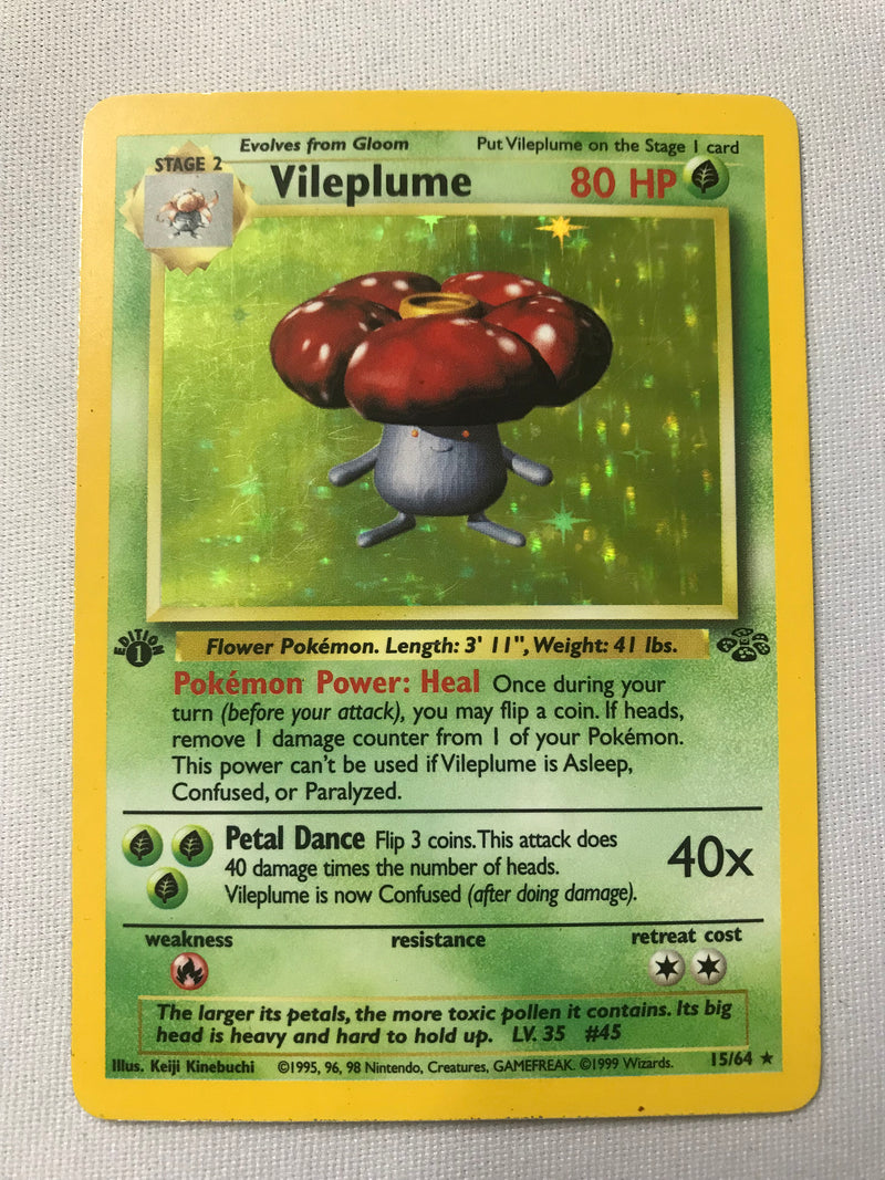 Vileplume 15/64 1st Edition Holo Rare Jungle Set Pokemon Card Near Mint