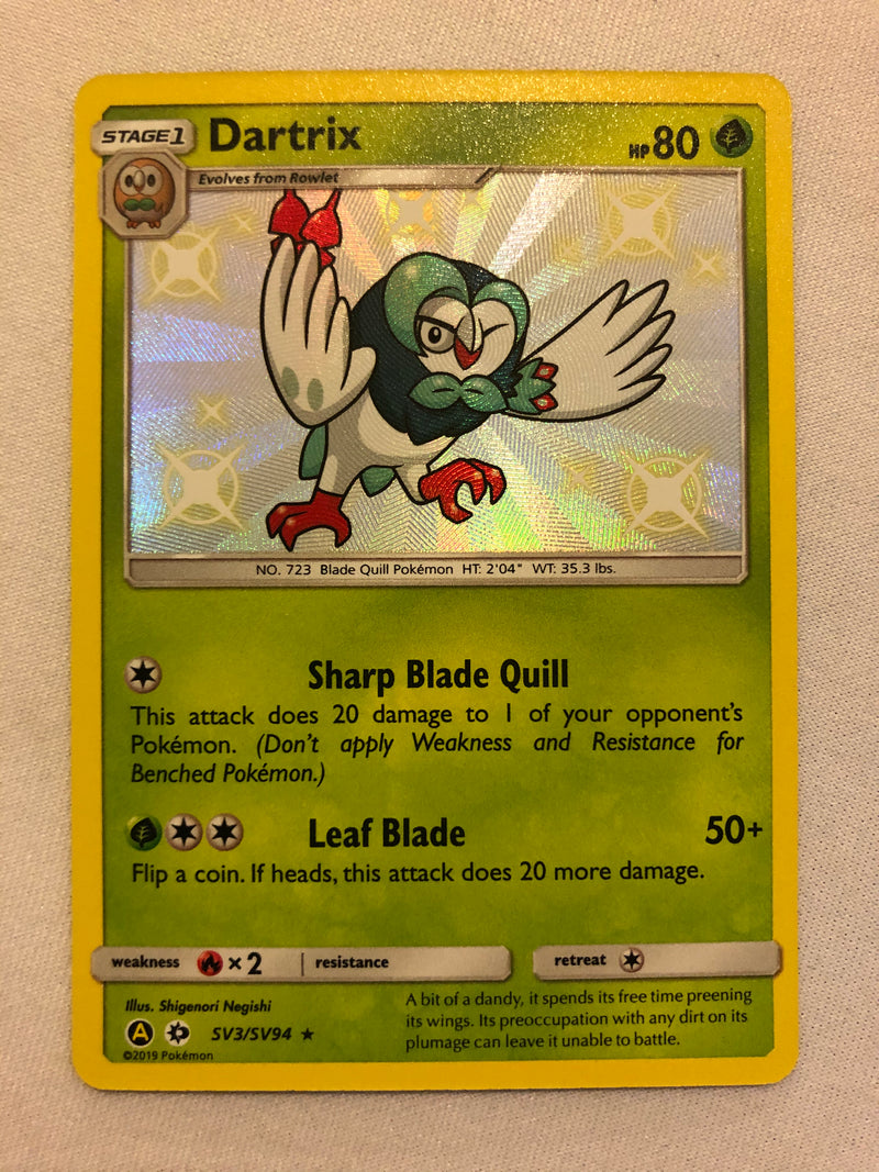 Shiny Dartrix SV3/SV94 Ultra Rare Hidden Fates Pokemon Card Near Mint