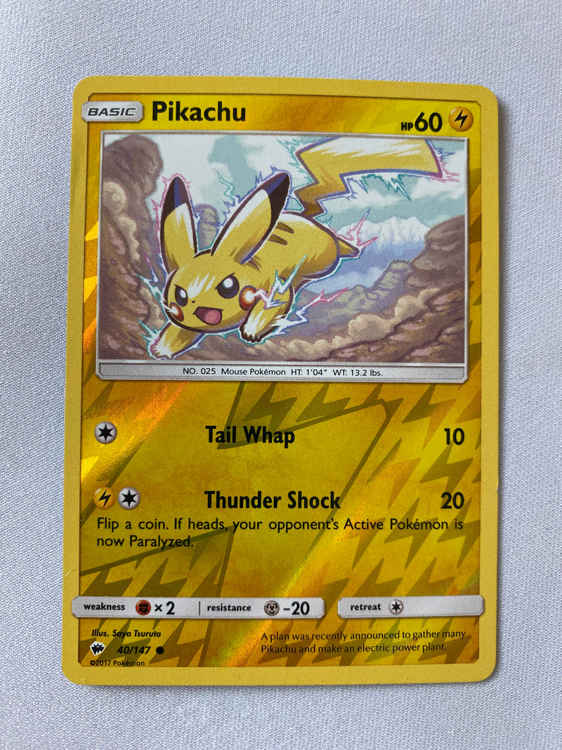 Pikachu 40/147  Pokemon Card  Burning Shadows Set Near Mint