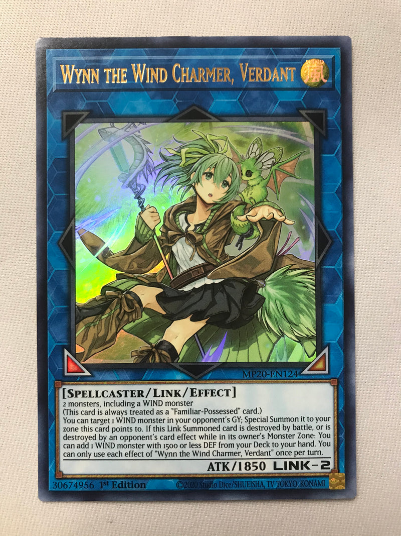 Yugioh Wynn the Wind Charmer, Verdant MP20-EN124 Ultra Rare 1st Edition Near Mint