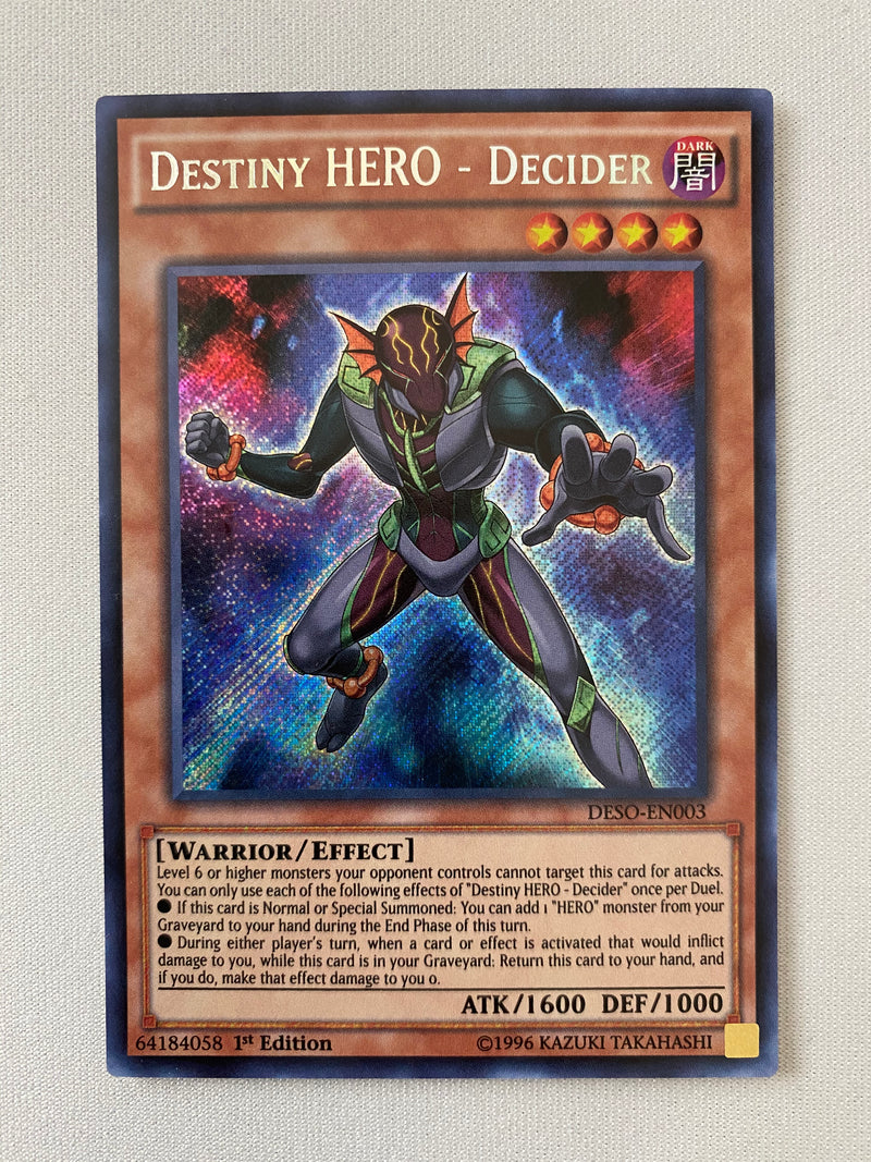 Yugioh Destiny HERO - Decider DESO-EN003 Secret Rare 1st Edition NM