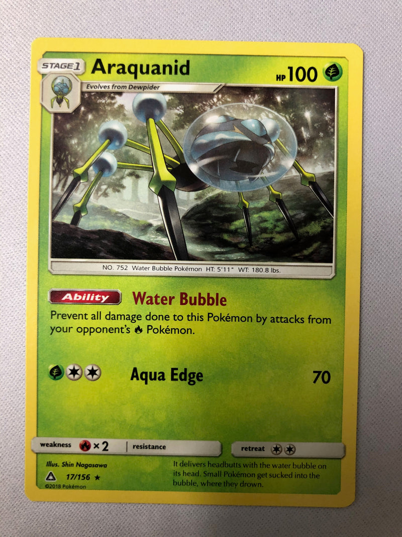 Araquanid 17/156 S&M Ultra Prism Rare Non Holo Pokemon Card Near Mint