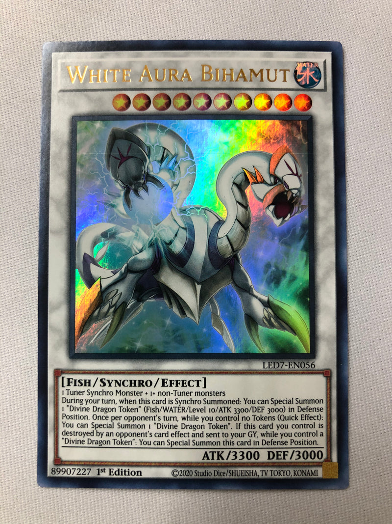 Yugioh White Aura Bihamut LED7-EN056 Ultra Rare 1st Edition Near Mint