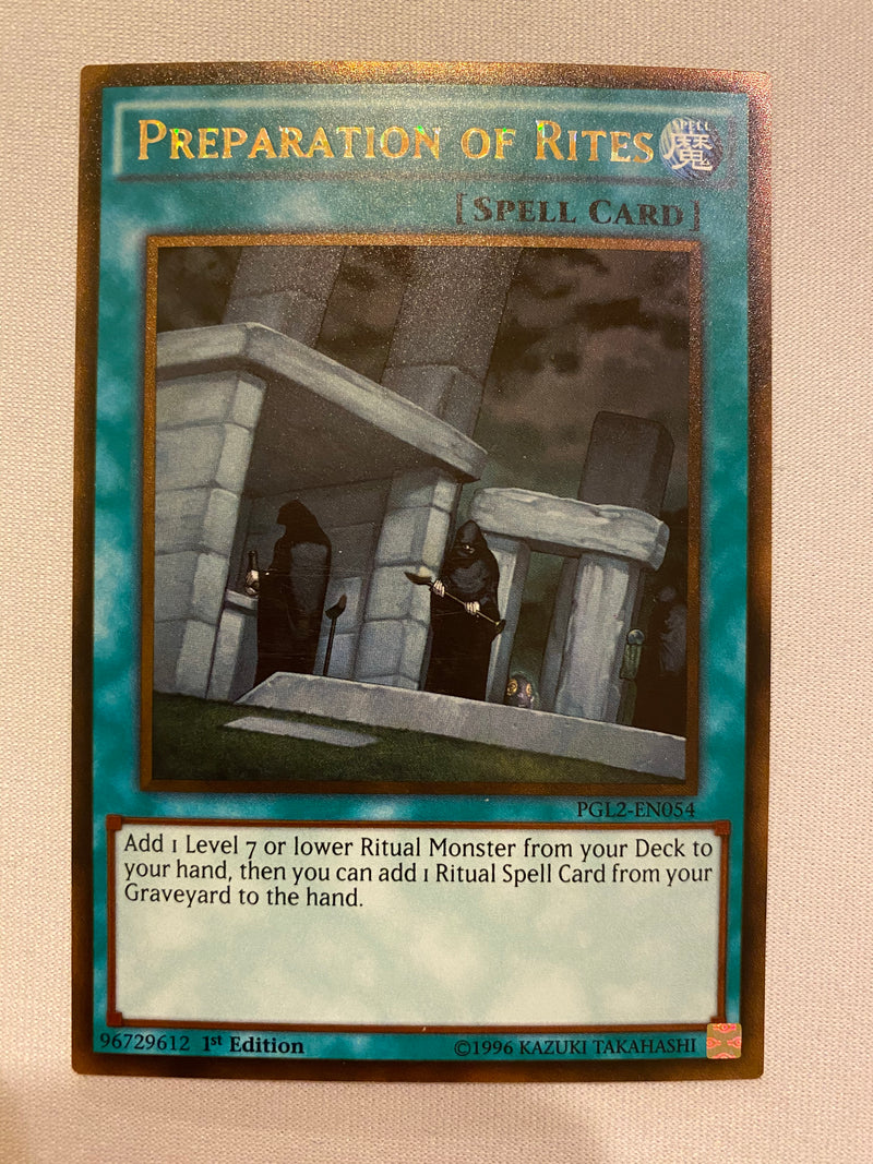 Yugioh Preparation of Rites  PGL2-EN054  Gold Rare  1st Edition NM