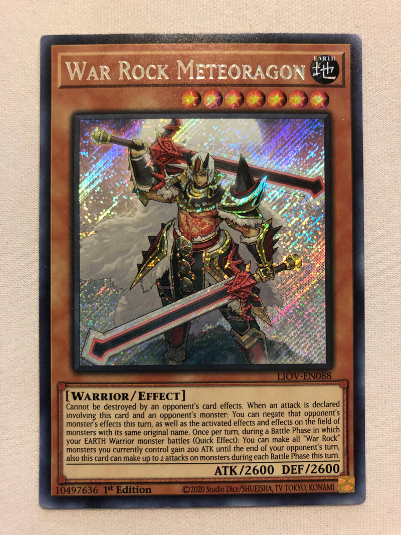 Yugioh War Rock Meteoragon LIOV-EN088 Secret Rare 1st Edition Near Mint