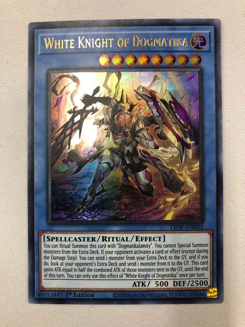 Yugioh White Knight of Dogmatika LIOV-EN032 Ultra Rare 1st Edition Near Mint