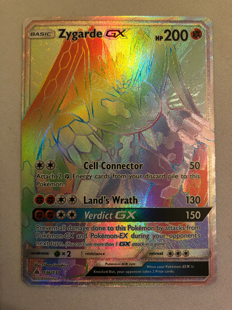 Zygarde GX 136/131 Forbidden Light Rainbow Secret Rare Pokemon Card Near Mint