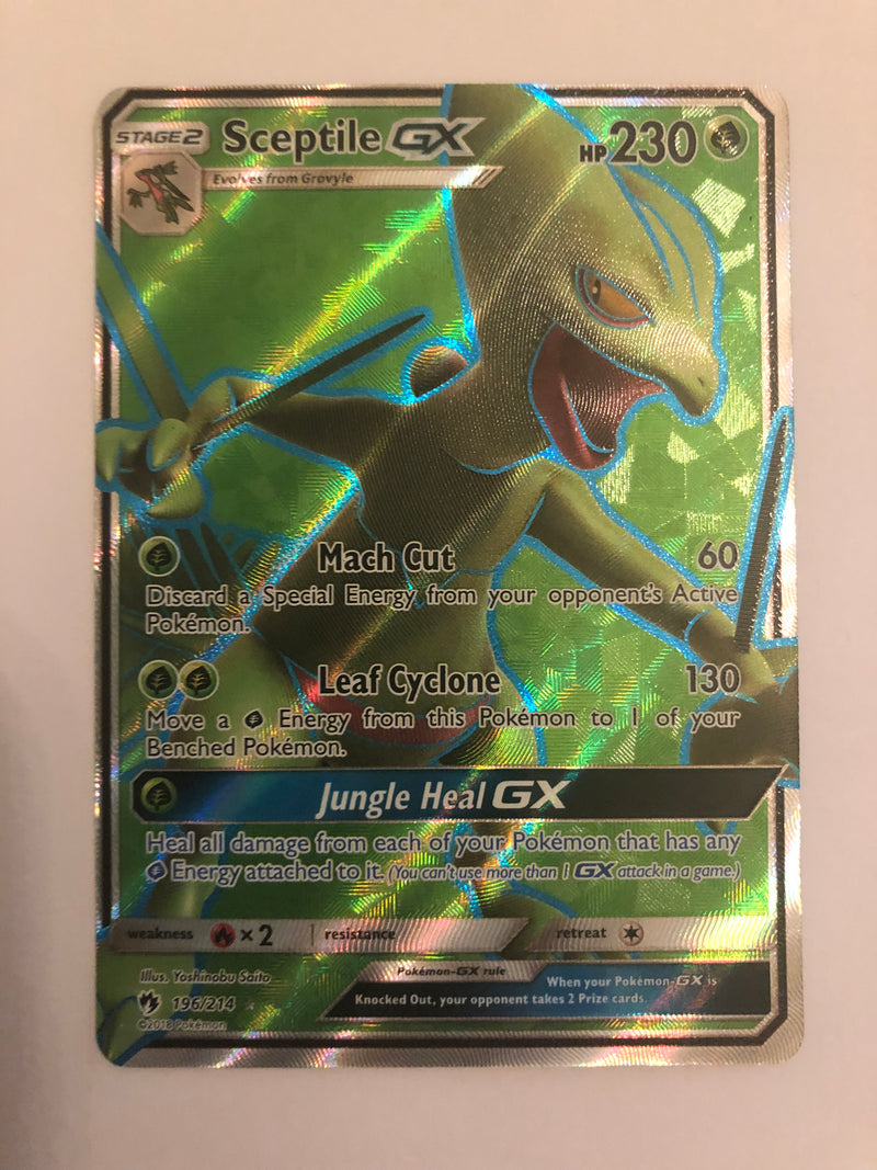 Sceptile GX 196/214 Full Art Ultra Rare Holo Pokemon Card Near Mint