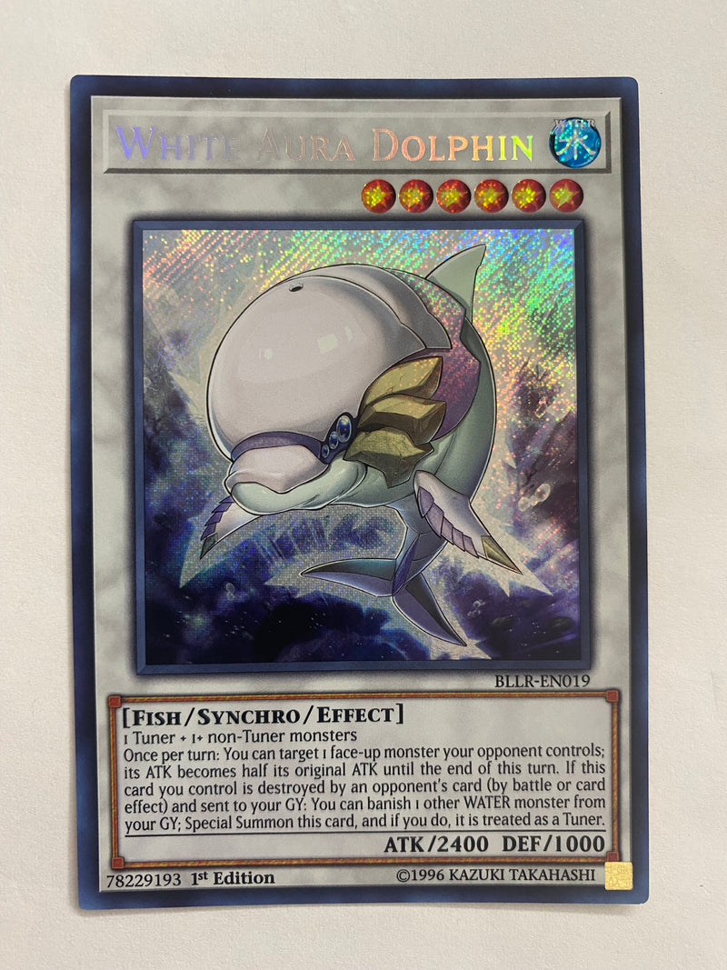 Yugioh White Aura Dolphin  BLLR-EN019  Secret Rare 1st Edition Naer Mint