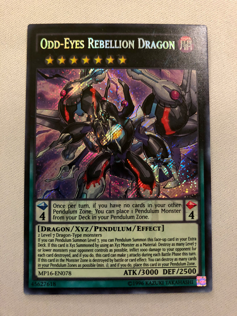 Yugioh Odd-Eyes Rebellion Dragon MP16-EN078 Secret Rare Unlimited Edition Near Mint