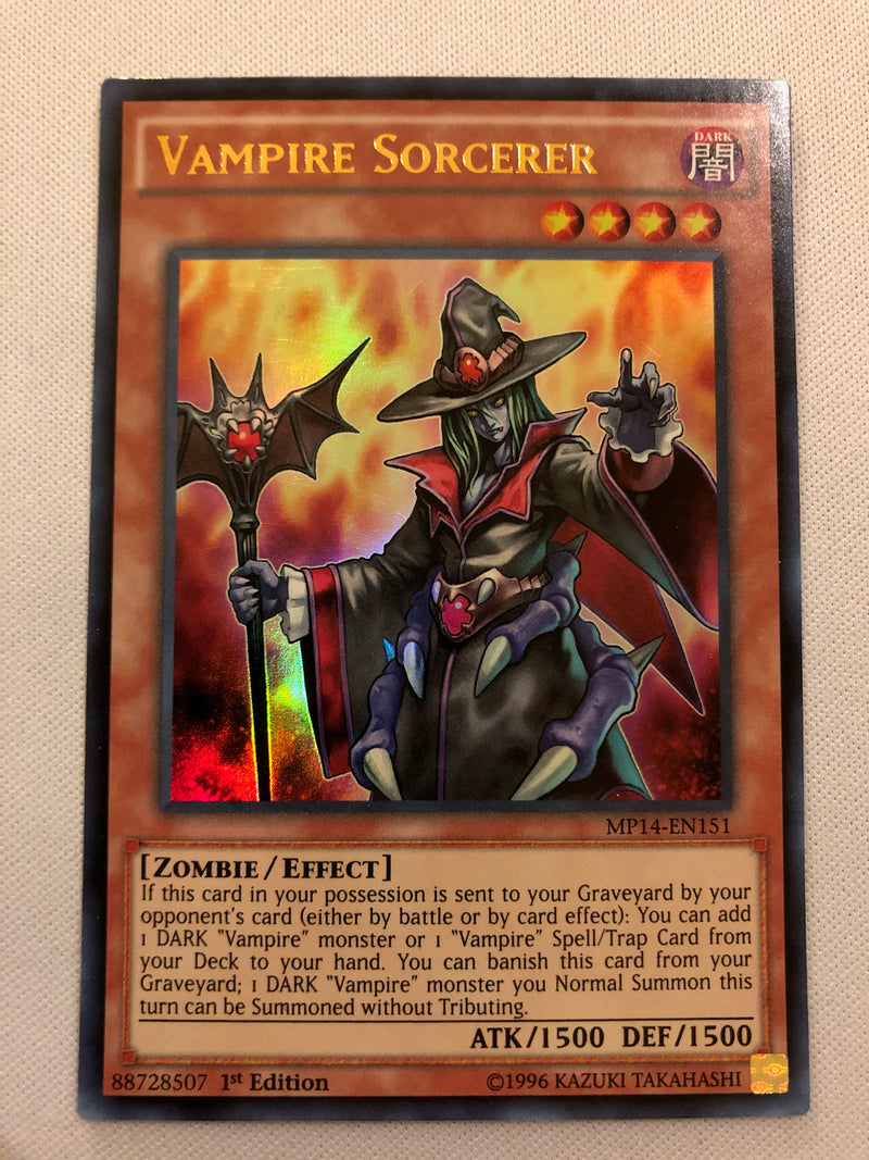 Yugioh Vampire Sorcerer MP14-EN151 Ultra Rare 1st Edition Near Mint
