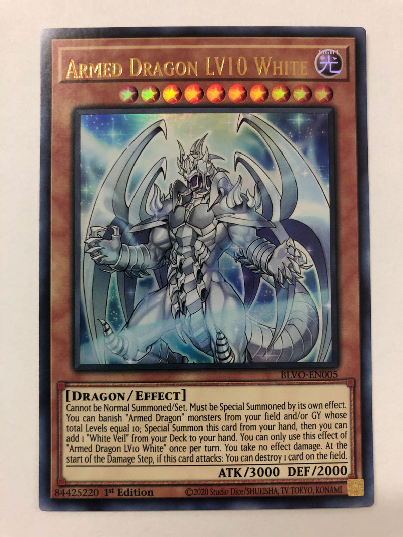 Yugioh Armed Dragon LV10 White BLVO-EN005 Ultra Rare 1st Edition Near Mint