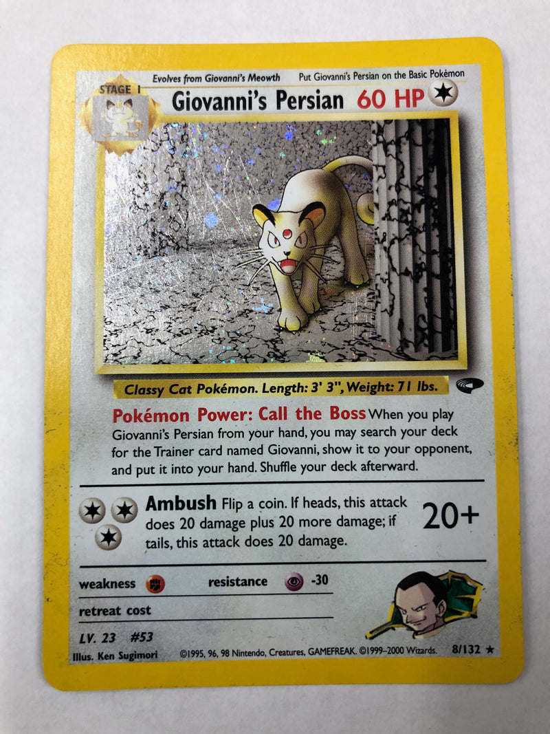 Giovanni’s Persian 8/132 Gym Challenge Holo Rare Pokemon Card Near Mint