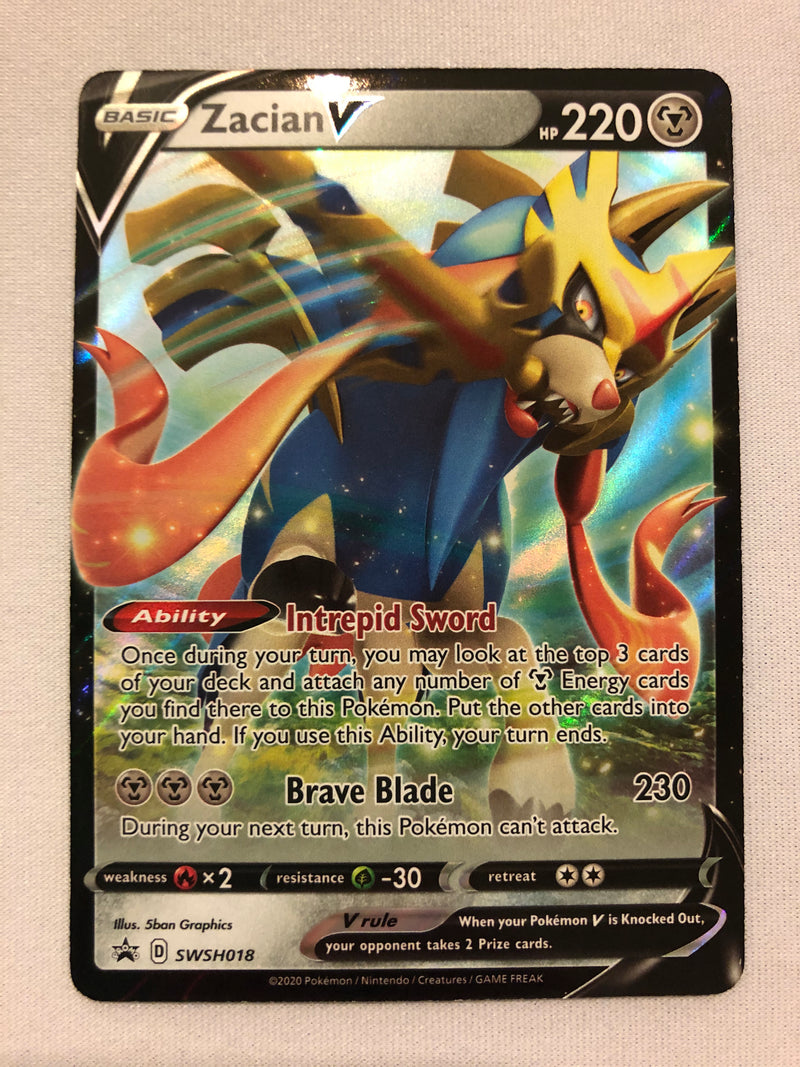 Zacian V SWSH018 Black Star Promo Holo Rare Pokemon Card Near Mint