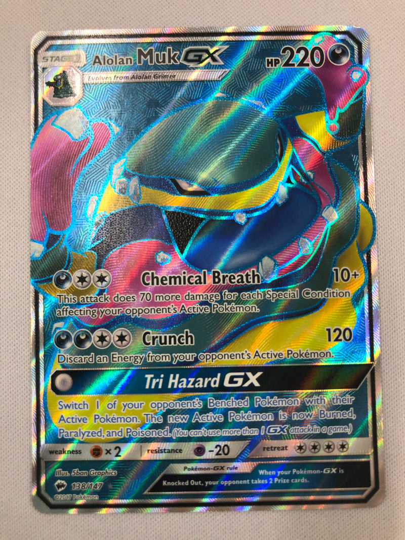 Alolan Muk GX 138/147 Full Art Holo Rare Burning Shadows Pokemon Card Near Mint