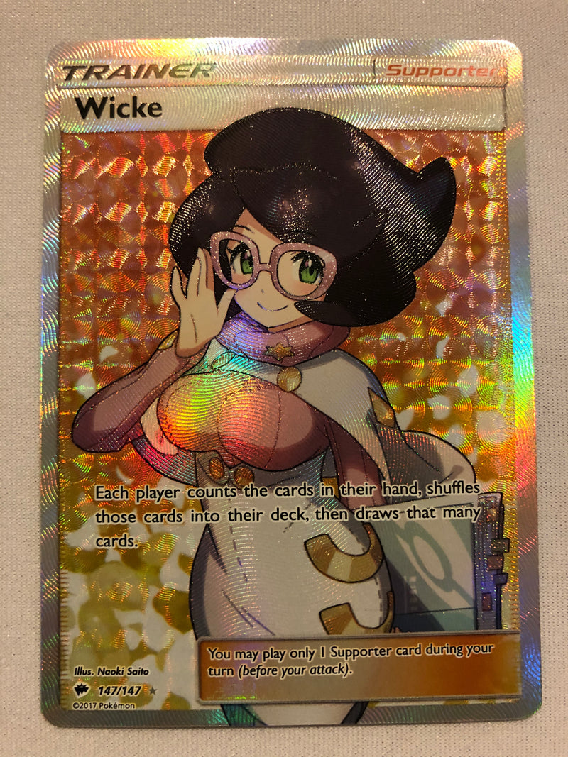 Wicke 147/147 Full Art Holo Rare Burning Shadows Pokemon Card Near Mint