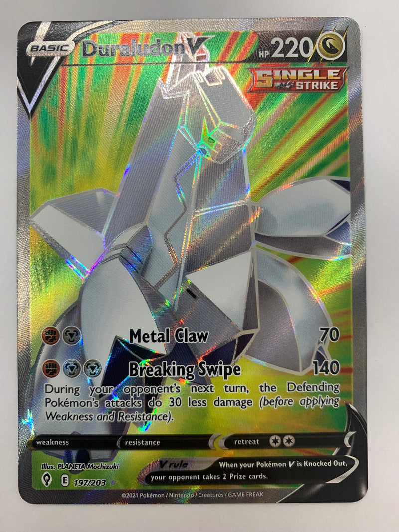 Duraludon V 197/203 Full Art Single Strike Evolving Skies Pokemon Card NM