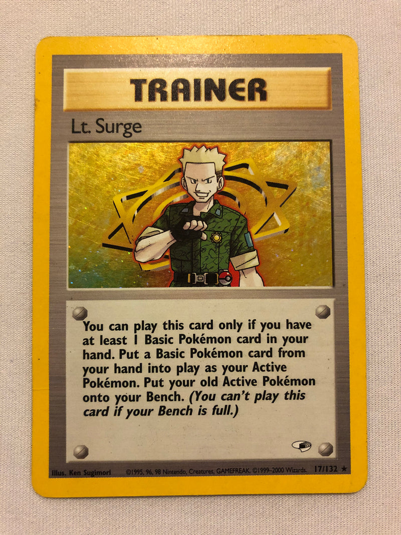 Lt. Surge 17/132 Holo Rare Gym Heroes Pokemon Card Near Mint/Excellent