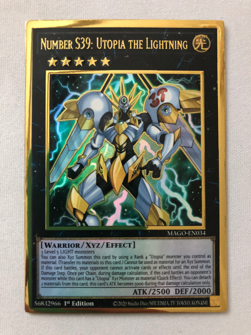 Yugioh Number S39: Utopia the Lightning MAGO-EN034 1st Edition Gold Rare Mint