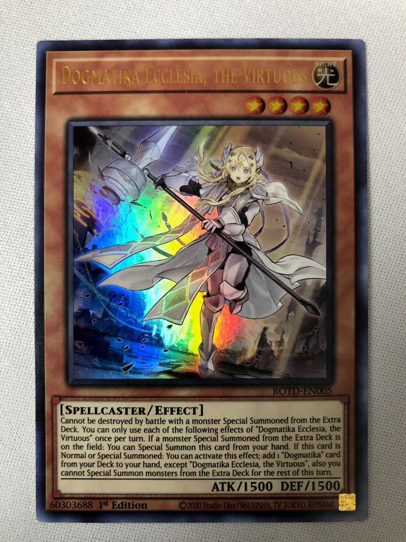 Yugioh Dogmatika Ecclesia, The Virtuous ROTD-EN005 Ultra Rare 1st Edition NM