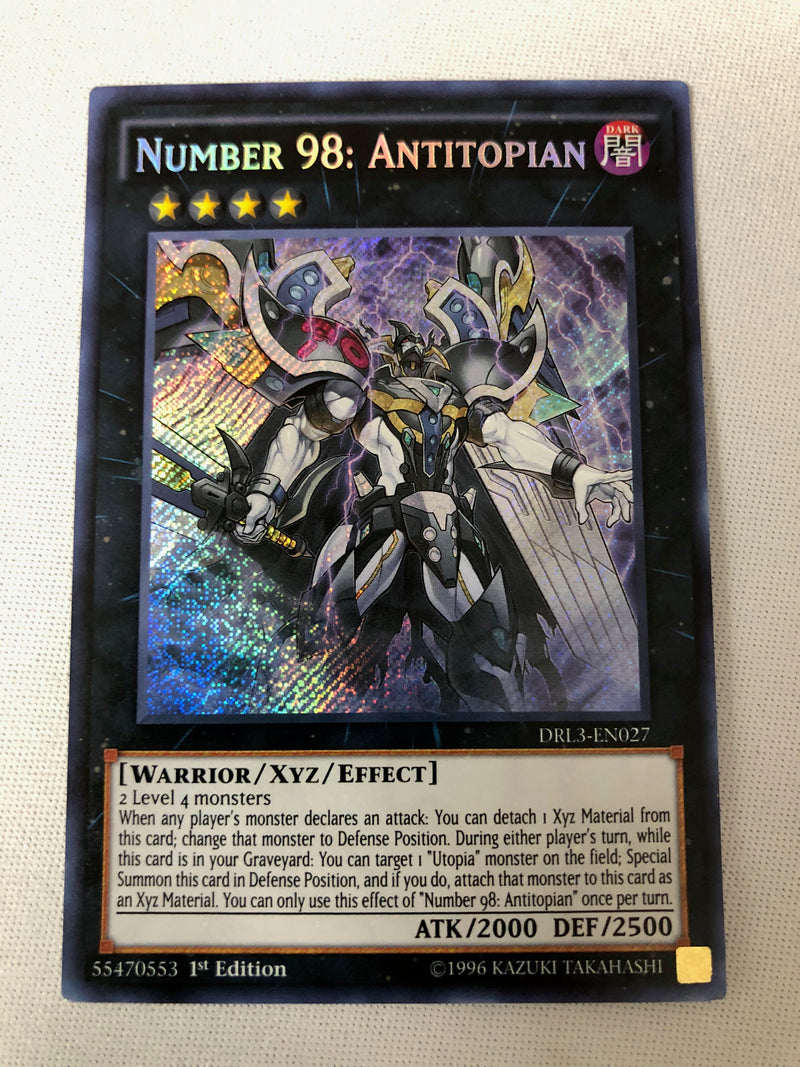 Yugioh Number 98: Antitopian DRL3-EN027 Secret Rare 1st Edition Near Mint