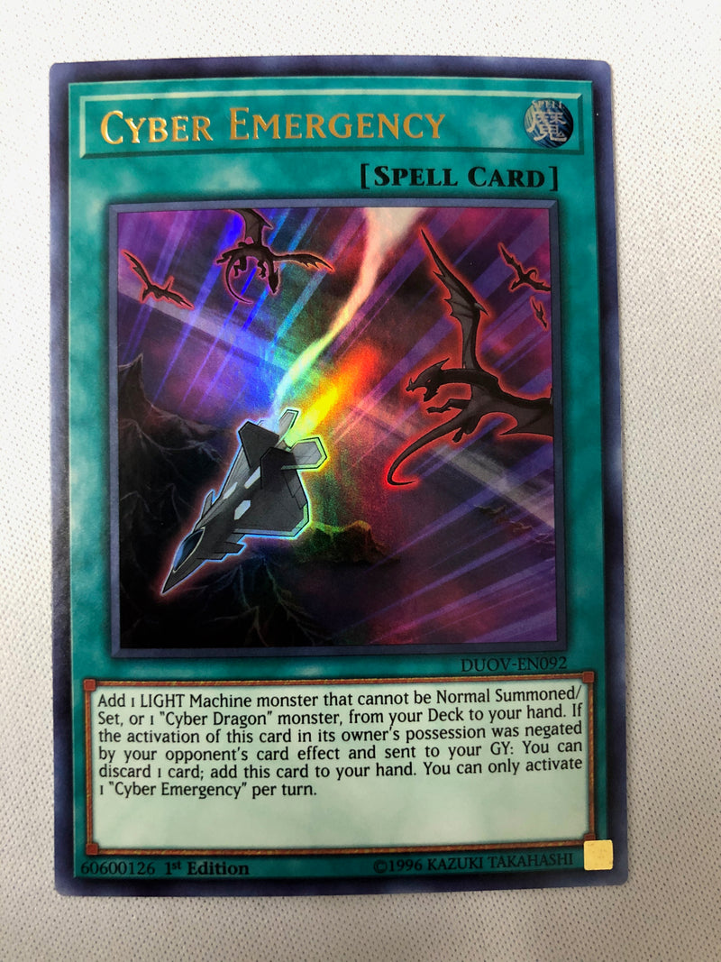 Yugioh Cyber Emergency DUOV-EN092 1st Edition Ultra Rare Near Mint