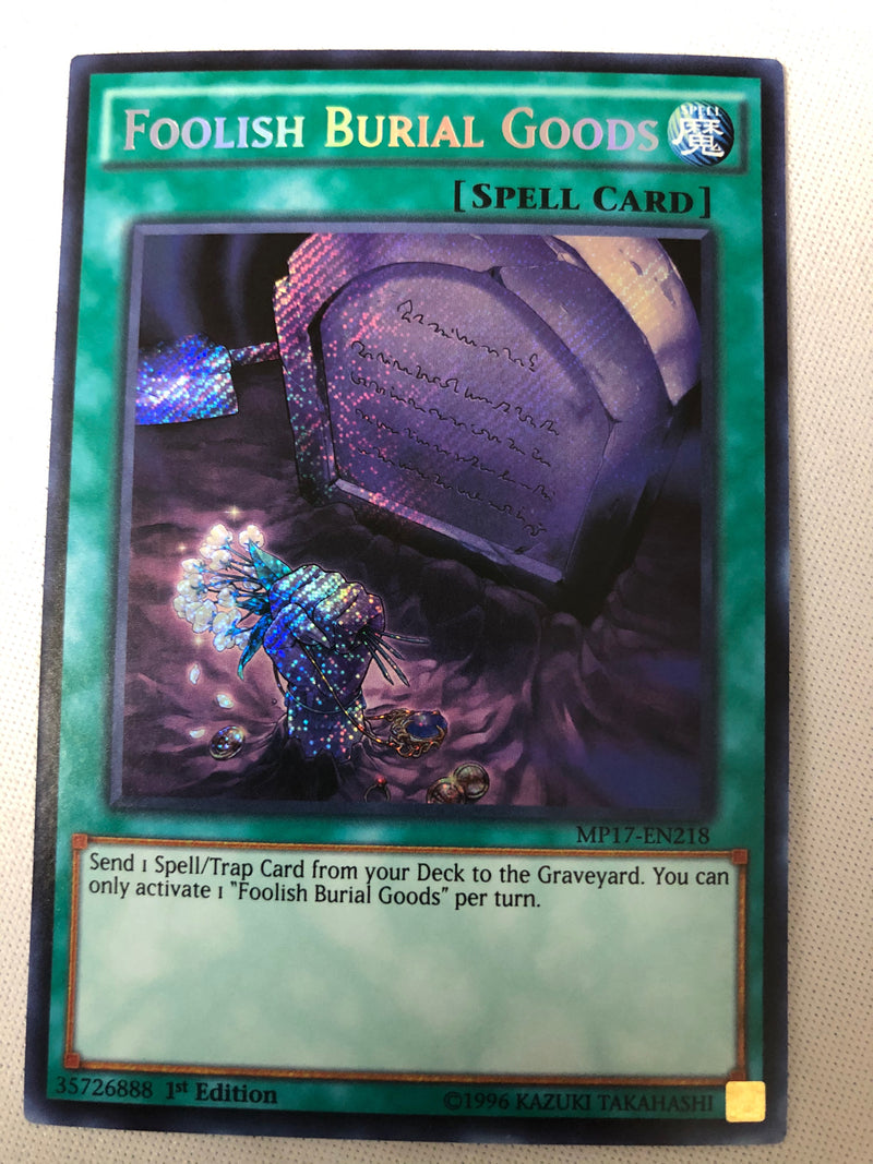 Yugioh Foolish Burial Goods MP17-EN218 Secret Rare 1st Edition Near Mint