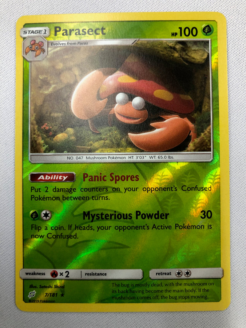 Parasect 7/181 Sun & Moon Reverse Holo Rare Pokemon Card Near Mint