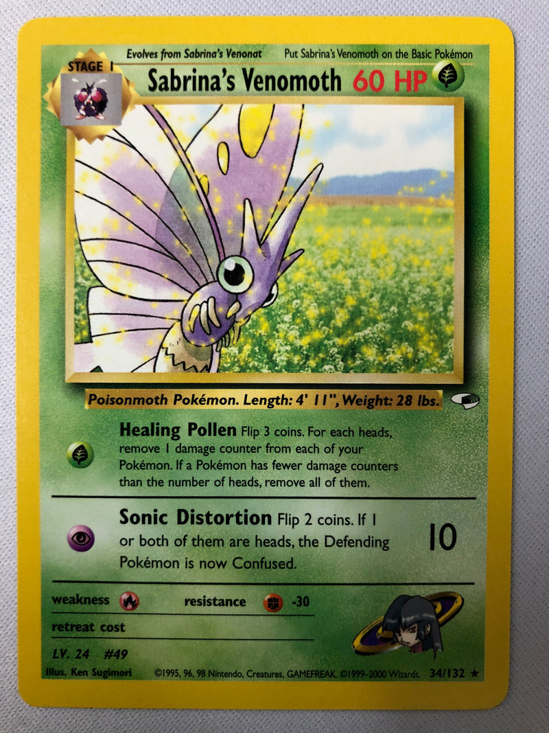 Sabrina's Venomoth 34/132 Gym Heroes Rare Pokemon Card Near Mint