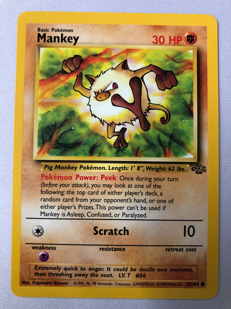 Mankey 55/64 Jungle Set Common Pokemon Card Near Mint