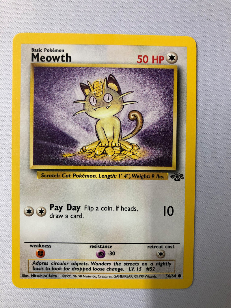 Meowth 56/64 Jungle Set Common Pokemon Card Near Mint