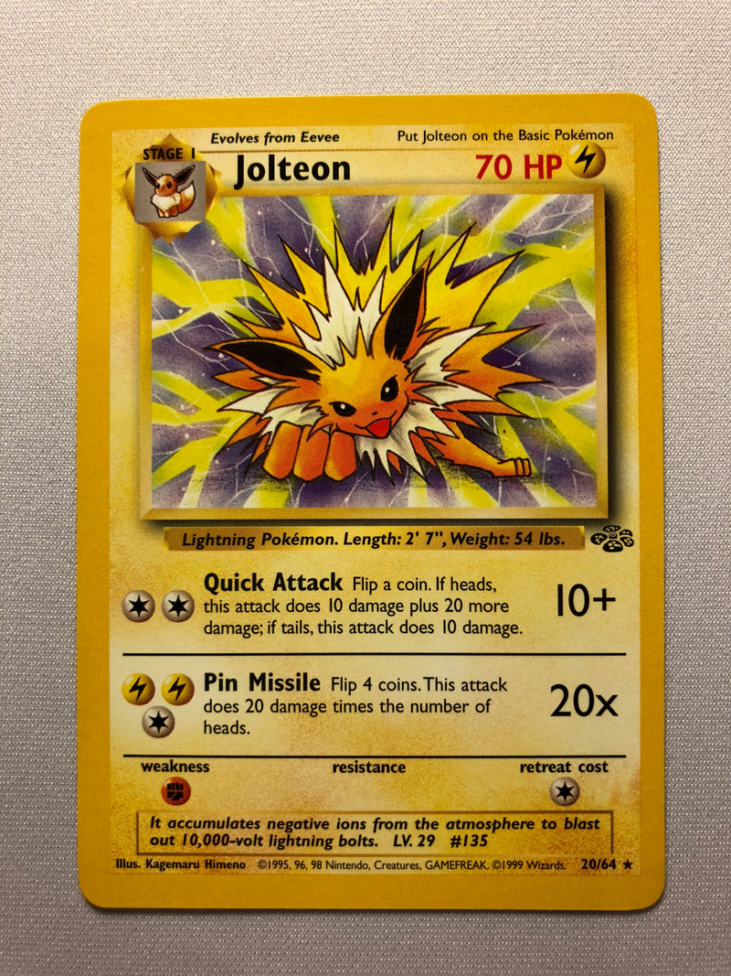 Jolteon 20/64 Non-Holo Rare Jungle Set Pokemon Card Near Mint