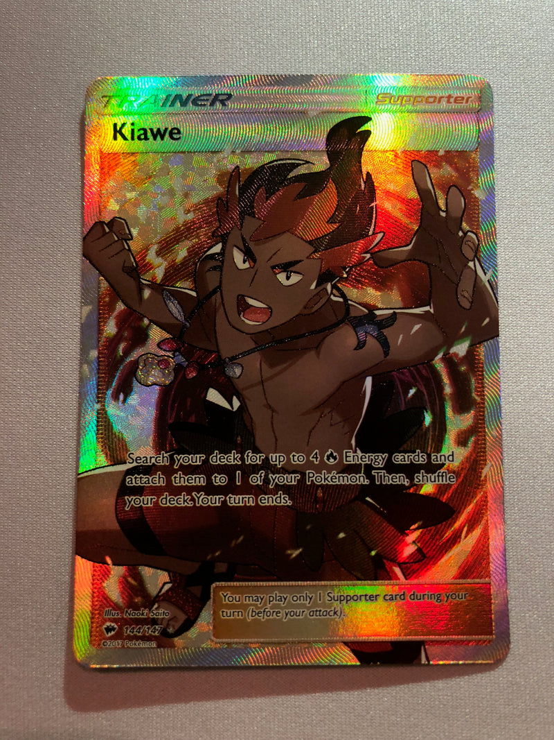 Kiawe 144/147 Burning Shadows Full Art Holo Pokemon Card Near Mint