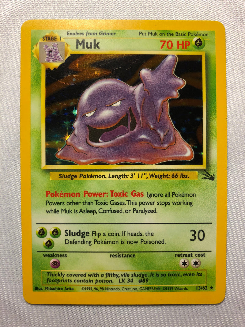 Muk 13/62 Holo Rare Fossil Set Unlimited Edition Pokemon Card Near Mint